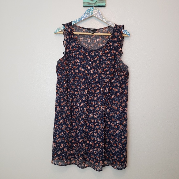 Forever 21 Dresses & Skirts - Forever 21 Navy Floral Babydoll 90s Retro Dress L